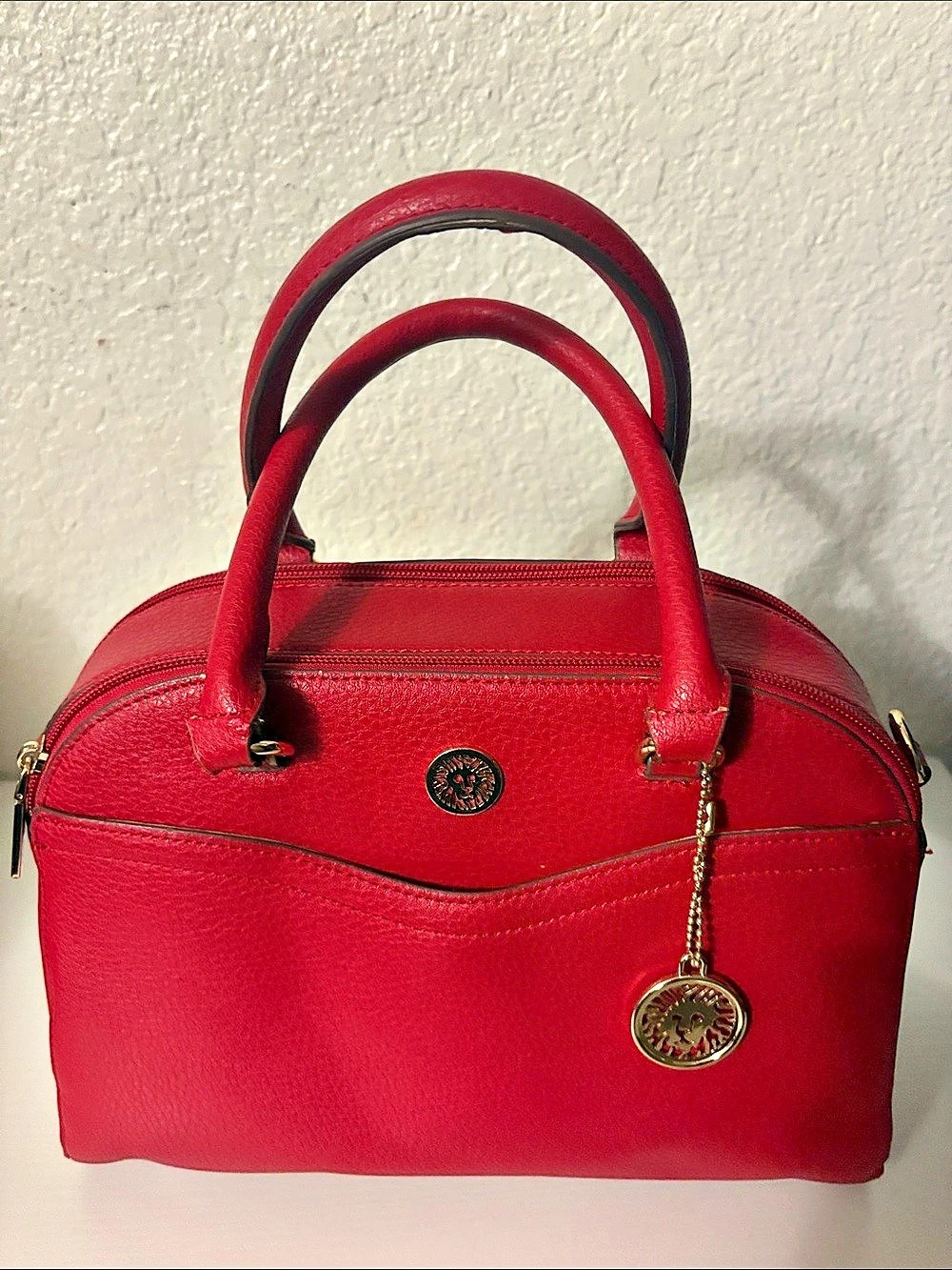 Anne Klein New Recruits Dome Satchel Bag Red